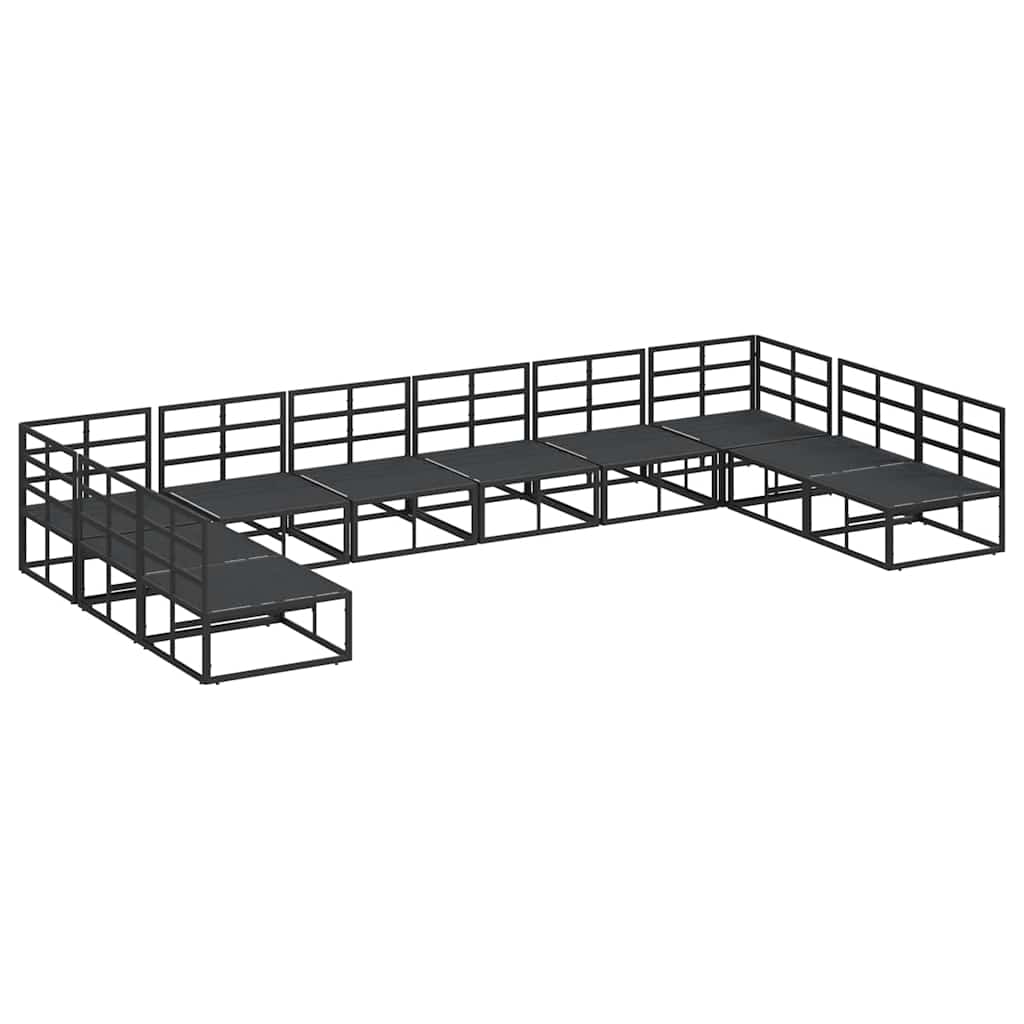 vidaXL Canapé de jardin avec coussins 10 pcs Noir Aluminium