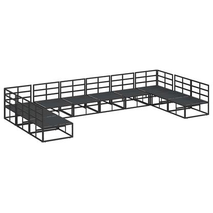 vidaXL Canapé de jardin avec coussins 10 pcs Noir Aluminium