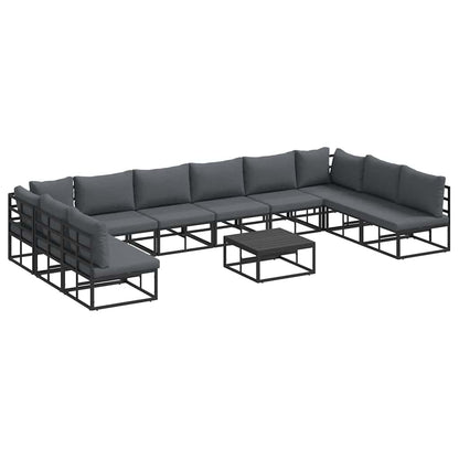 vidaXL Salon de jardin avec coussins 11 pcs Aluminium noir