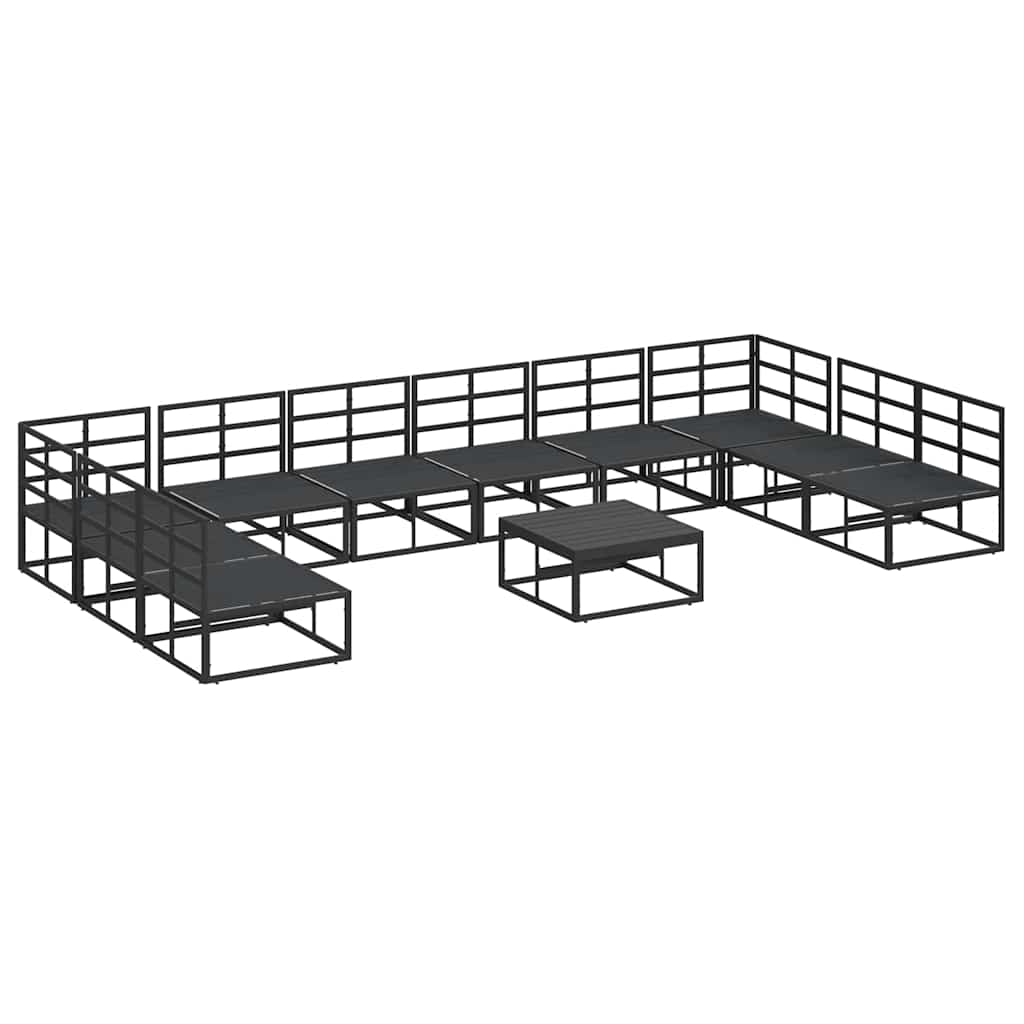 vidaXL Salon de jardin avec coussins 11 pcs Aluminium noir