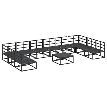 vidaXL Salon de jardin avec coussins 11 pcs Aluminium noir