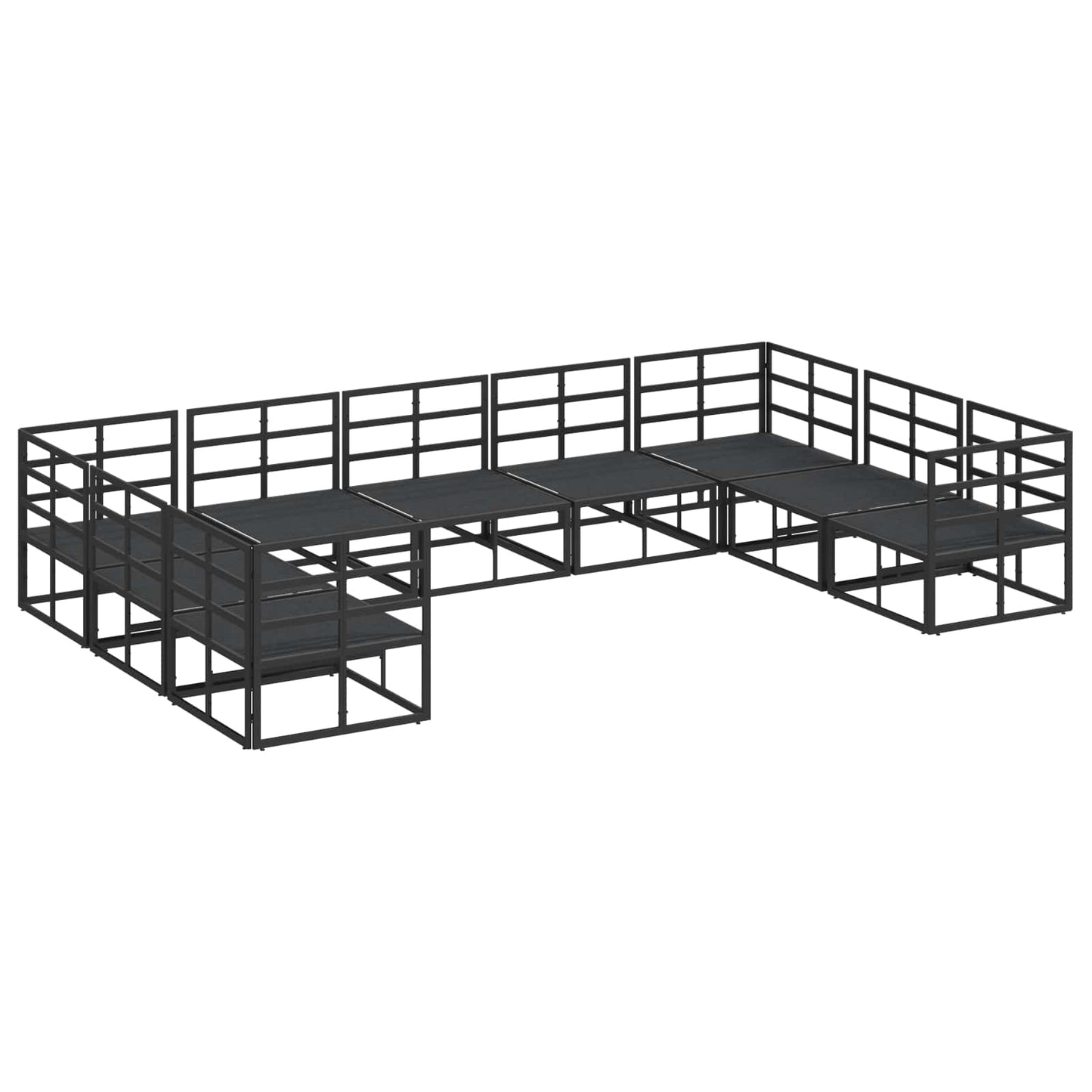 vidaXL Gartensofa-set mit Kissen 9 pcs Schwarz Aluminium