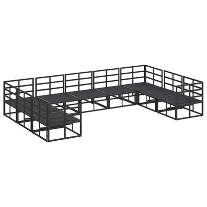 vidaXL Gartensofa-set mit Kissen 9 pcs Schwarz Aluminium