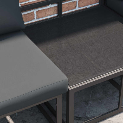 vidaXL Gartensofa-set mit Kissen 10 pcs Schwarz Aluminium