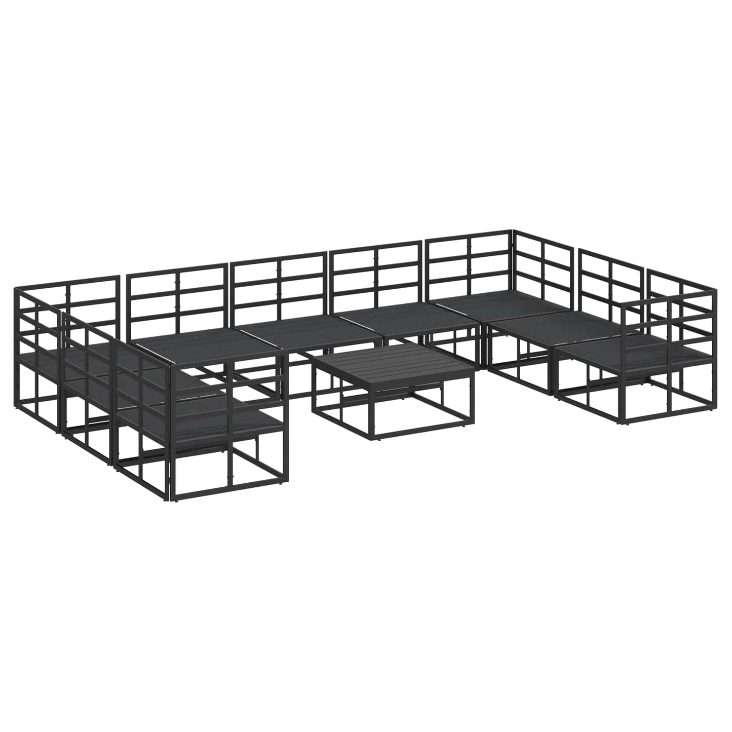 vidaXL Gartensofa-set mit Kissen 10 pcs Schwarz Aluminium
