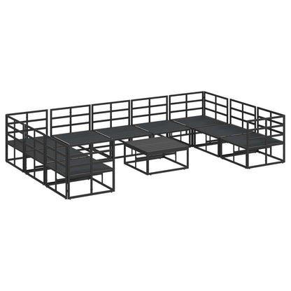 vidaXL Gartensofa-set mit Kissen 10 pcs Schwarz Aluminium