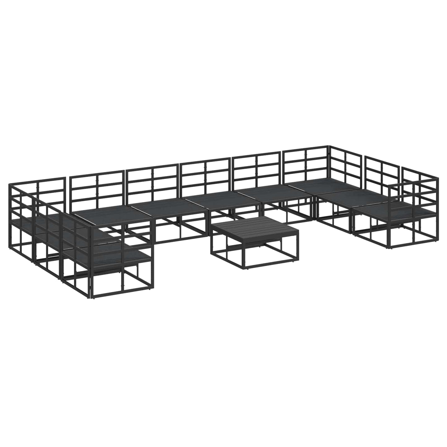 vidaXL Gartensofa-set mit Kissen 11 pcs Schwarz Aluminium