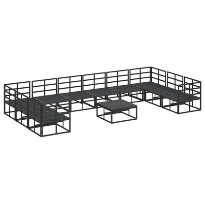 vidaXL Gartensofa-set mit Kissen 11 pcs Schwarz Aluminium
