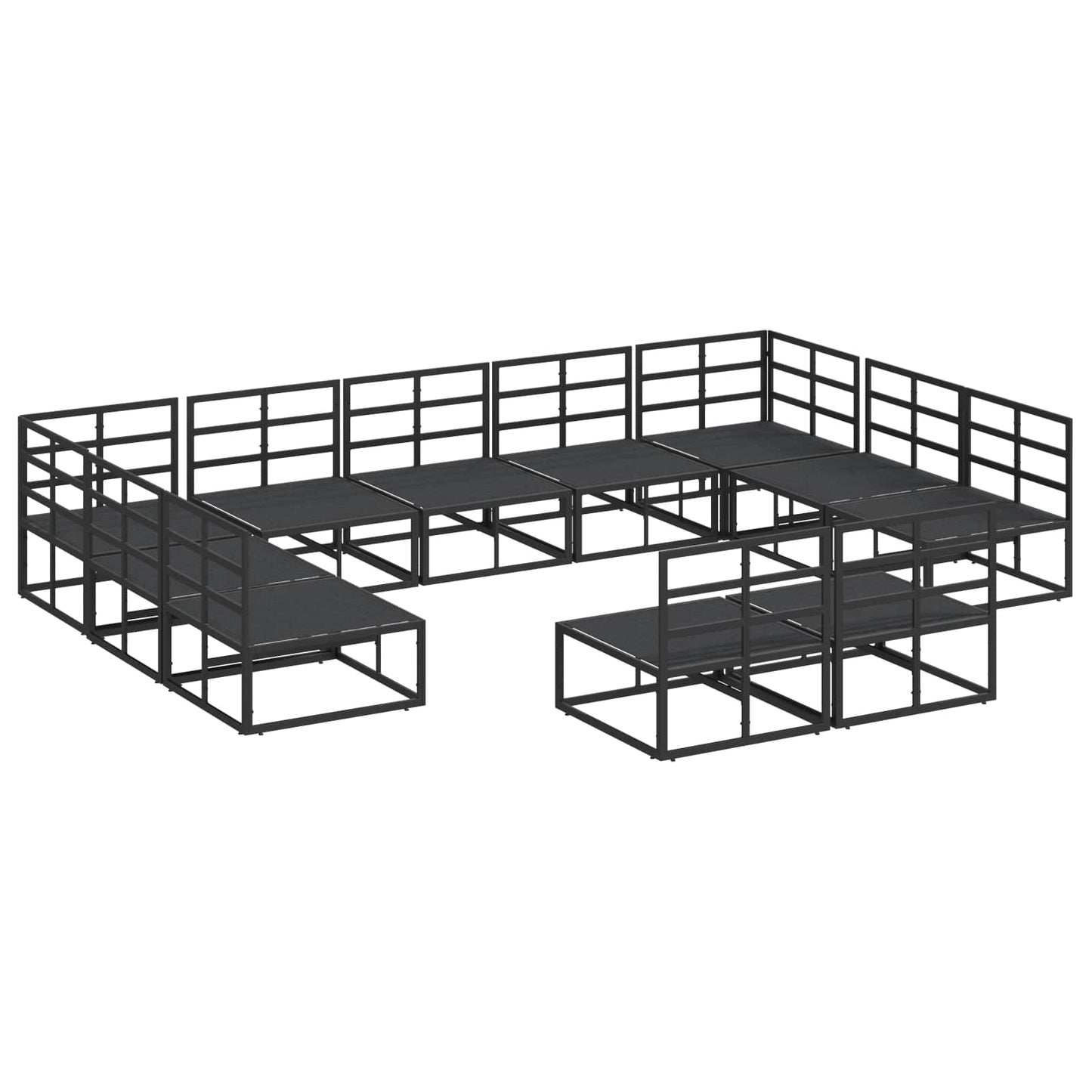 vidaXL Gartensofa-set mit Kissen 11 pcs Schwarz Aluminium