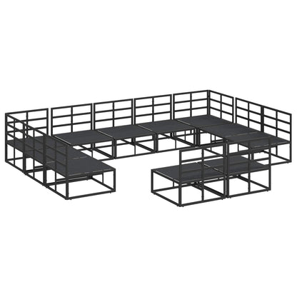 vidaXL Gartensofa-set mit Kissen 11 pcs Schwarz Aluminium