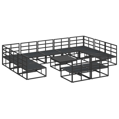 vidaXL Gartensofa-set mit Kissen 12 pcs Schwarz Aluminium
