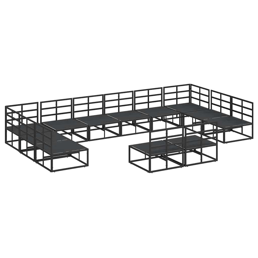vidaXL Gartensofa-set mit Kissen 12 pcs Schwarz Aluminium