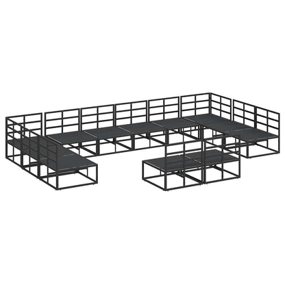 vidaXL Gartensofa-set mit Kissen 12 pcs Schwarz Aluminium