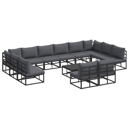 vidaXL Gartensofa-set mit Kissen 13 pcs Schwarz Aluminium