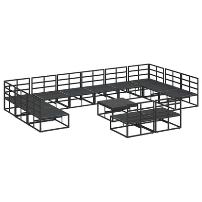 vidaXL Gartensofa-set mit Kissen 13 pcs Schwarz Aluminium