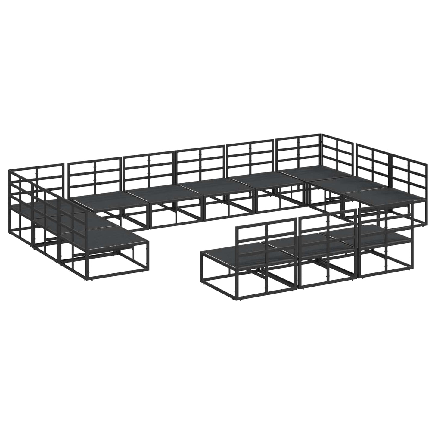 vidaXL Gartensofa-set mit Kissen 13 pcs Schwarz Aluminium