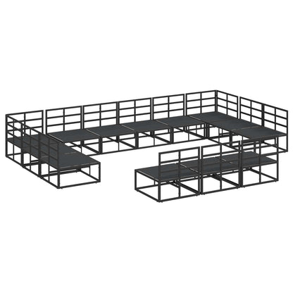 vidaXL Gartensofa-set mit Kissen 13 pcs Schwarz Aluminium