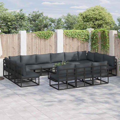 vidaXL Gartensofa-set mit Kissen 14 pcs Schwarz Aluminium