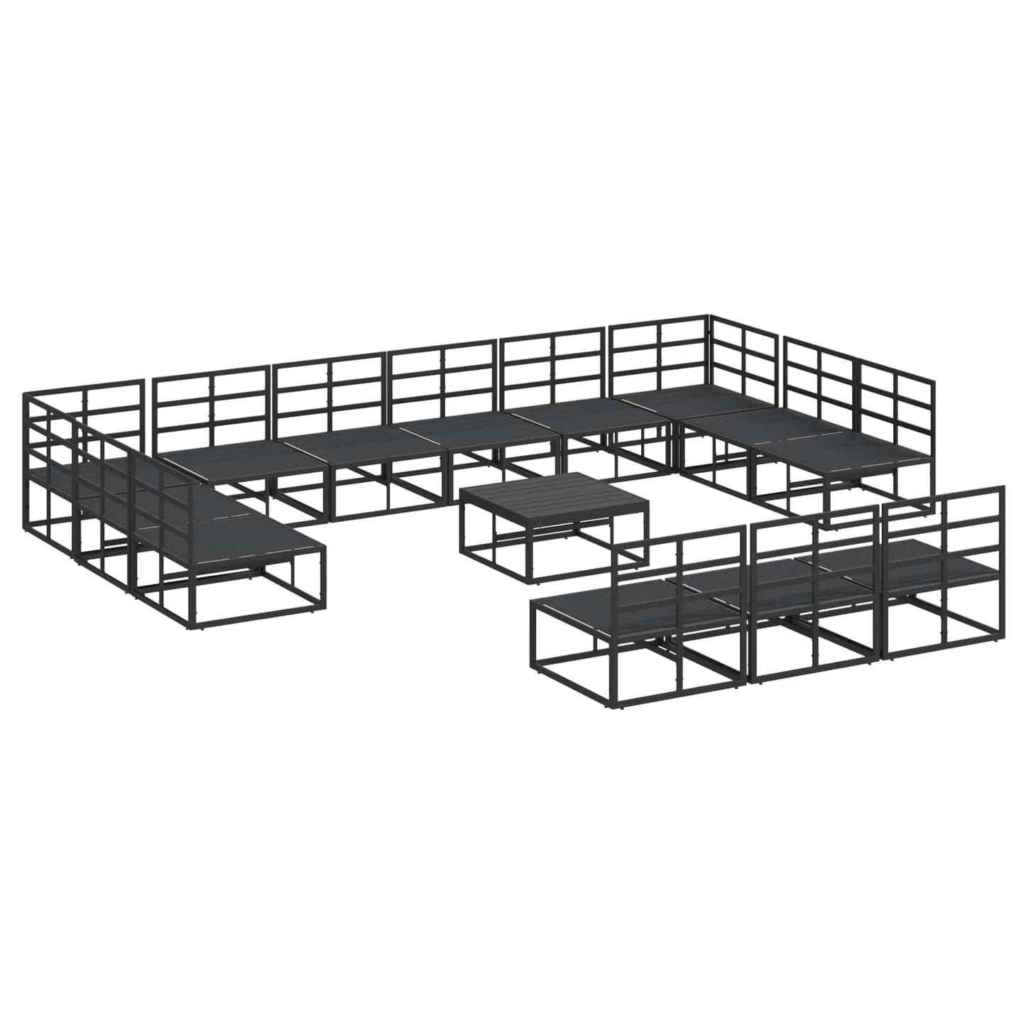 vidaXL Gartensofa-set mit Kissen 14 pcs Schwarz Aluminium