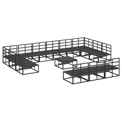 vidaXL Gartensofa-set mit Kissen 14 pcs Schwarz Aluminium