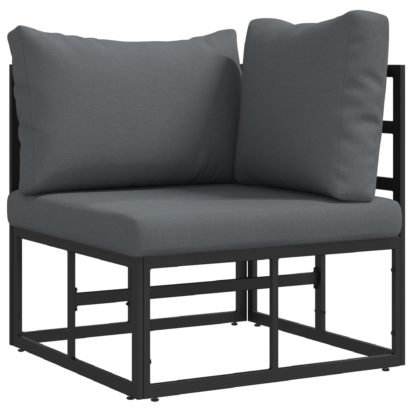 vidaXL Gartensofa-set mit Kissen 14 pcs Schwarz Aluminium