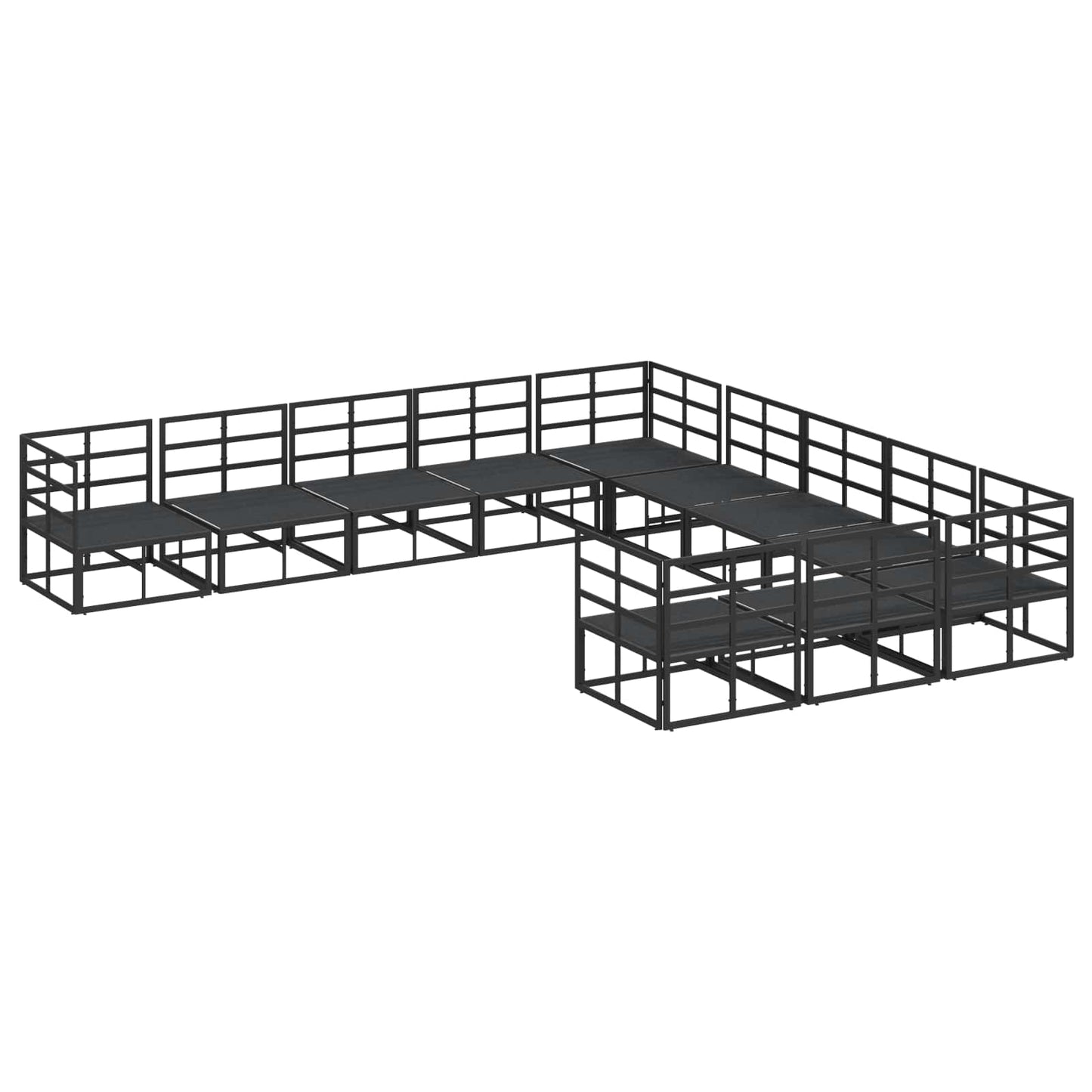 vidaXL Gartensofa-set mit Kissen 11 pcs Schwarz Aluminium