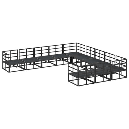 vidaXL Gartensofa-set mit Kissen 11 pcs Schwarz Aluminium