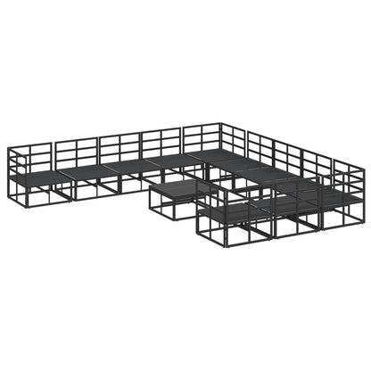 vidaXL Gartensofa-set mit Kissen 12 pcs Schwarz Aluminium