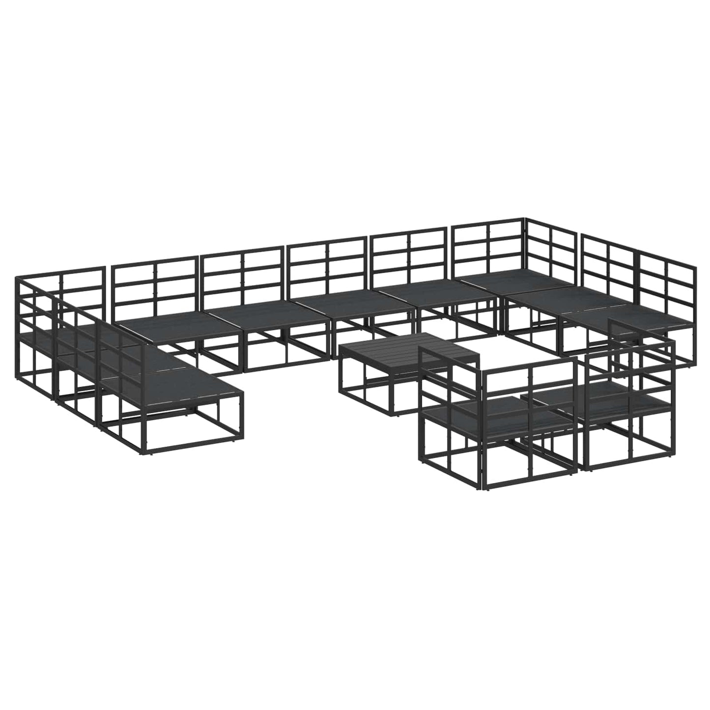vidaXL Gartensofa-set mit Kissen 13 pcs Schwarz Aluminium