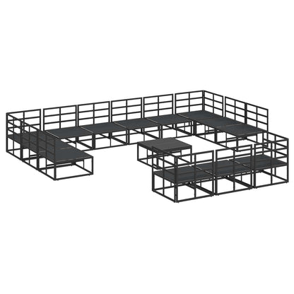 vidaXL Gartensofa-set mit Kissen 14 pcs Schwarz Aluminium