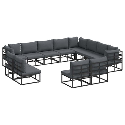 vidaXL Ensemble de canapés de jardin avec coussins 12 pcs Noir Aluminium