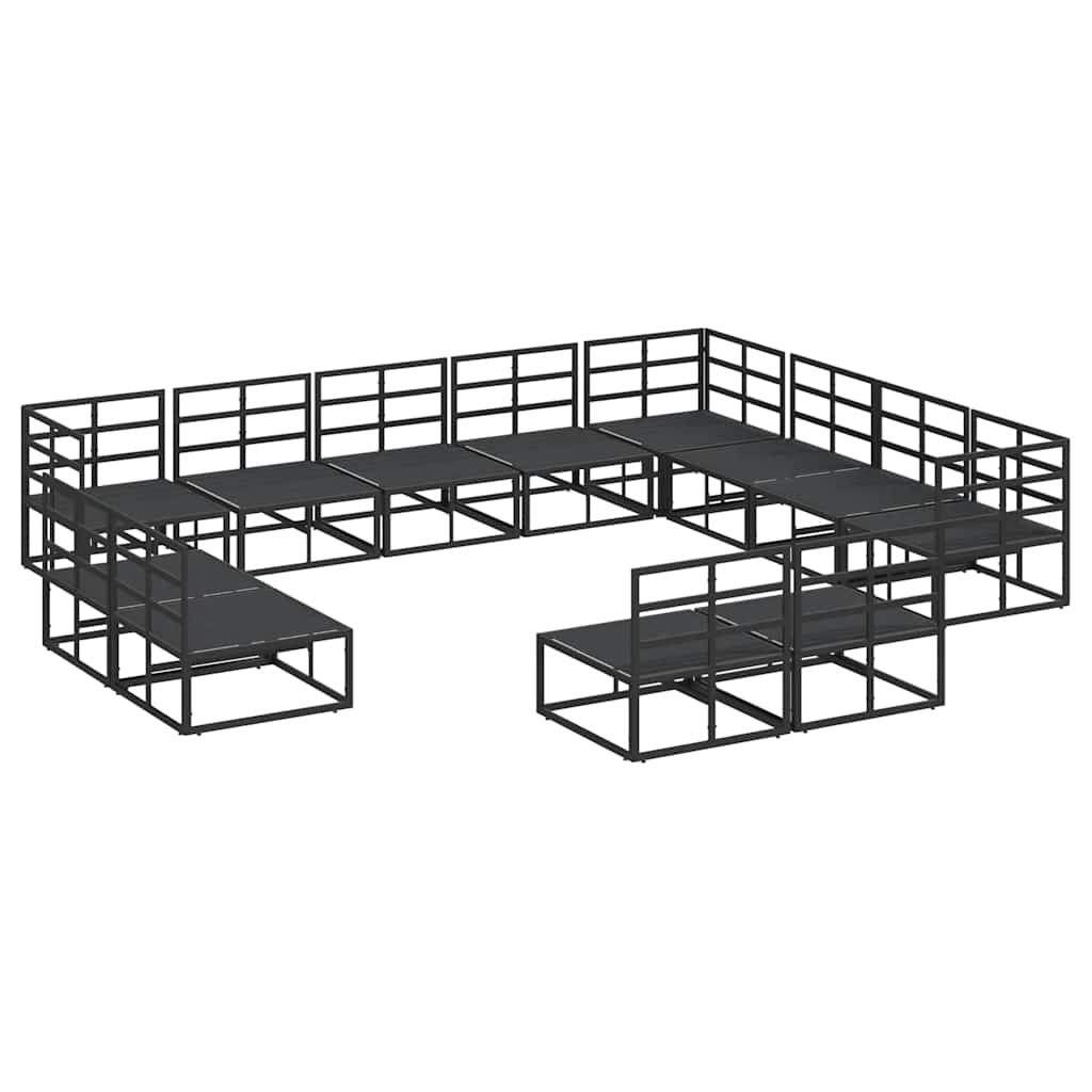 vidaXL Ensemble de canapés de jardin avec coussins 12 pcs Noir Aluminium