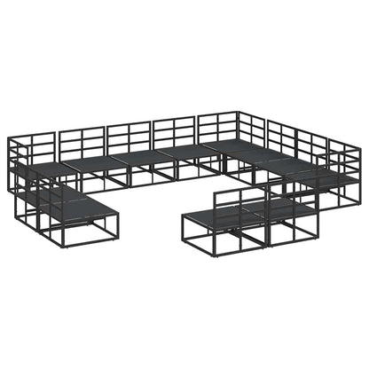 vidaXL Ensemble de canapés de jardin avec coussins 12 pcs Noir Aluminium