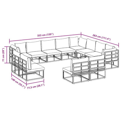 vidaXL Ensemble de canapés de jardin avec coussins 12 pcs Noir Aluminium