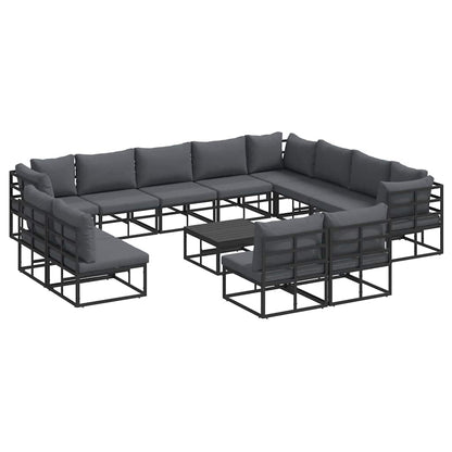 vidaXL Salon de jardin avec coussins 13 pcs Noir Aluminium