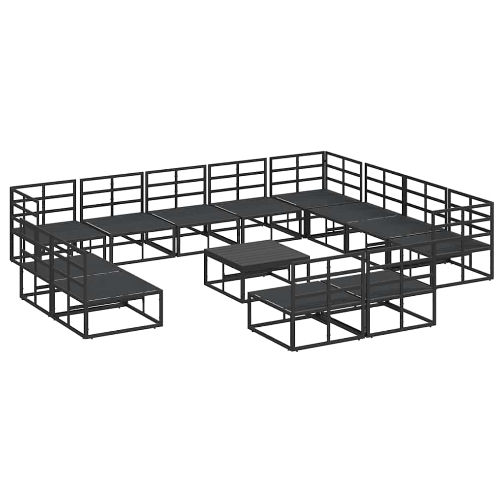 vidaXL Salon de jardin avec coussins 13 pcs Noir Aluminium