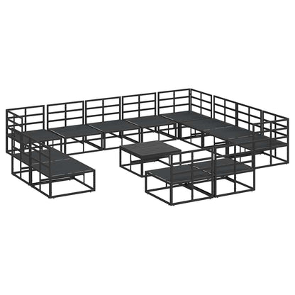 vidaXL Salon de jardin avec coussins 13 pcs Noir Aluminium