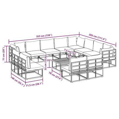 vidaXL Salon de jardin avec coussins 13 pcs Noir Aluminium