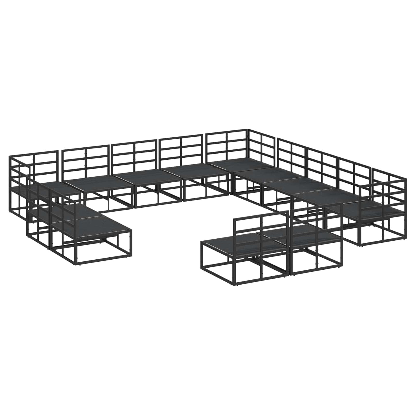 vidaXL Salon de jardin avec coussins 13 pcs Noir Aluminium