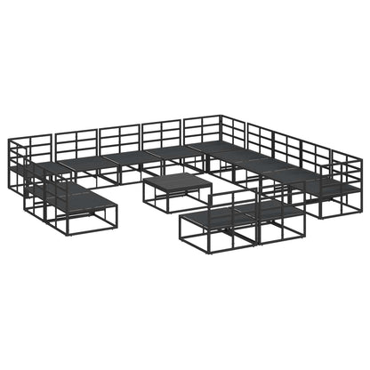 vidaXL Salon de jardin avec coussins 14 pcs Noir Aluminium