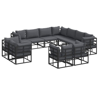 vidaXL Ensemble de canapés de jardin avec coussins 11 pcs Aluminium Noir
