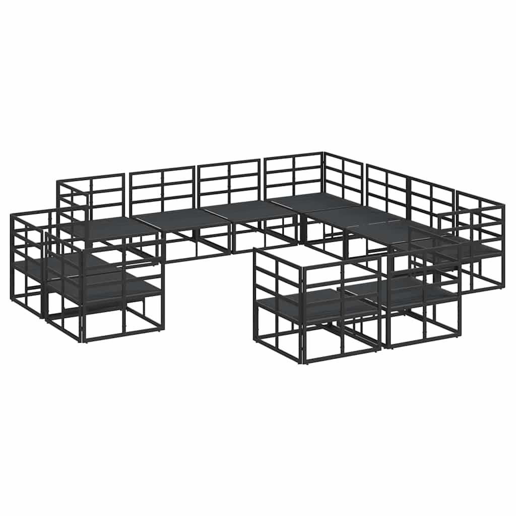 vidaXL Ensemble de canapés de jardin avec coussins 11 pcs Aluminium Noir