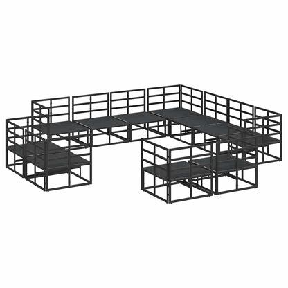 vidaXL Ensemble de canapés de jardin avec coussins 11 pcs Aluminium Noir