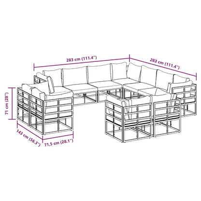 vidaXL Ensemble de canapés de jardin avec coussins 11 pcs Aluminium Noir