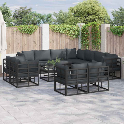 vidaXL Ensemble de canapés de jardin avec coussins 12 pcs Aluminium noir