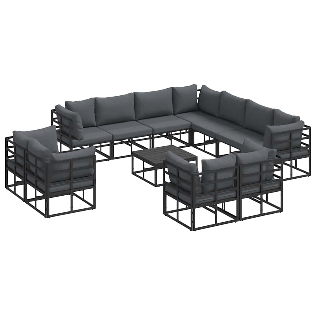 vidaXL Ensemble de canapés de jardin avec coussins 12 pcs Aluminium noir