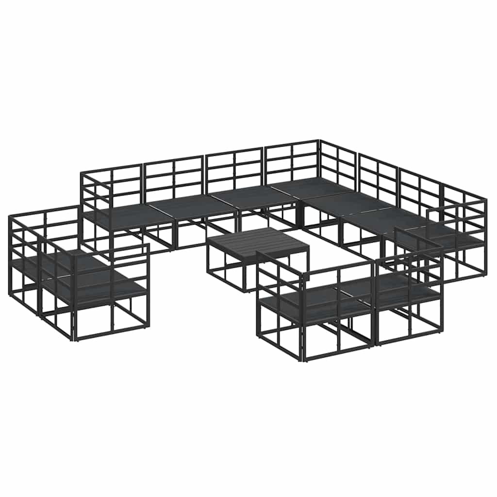 vidaXL Ensemble de canapés de jardin avec coussins 12 pcs Aluminium noir