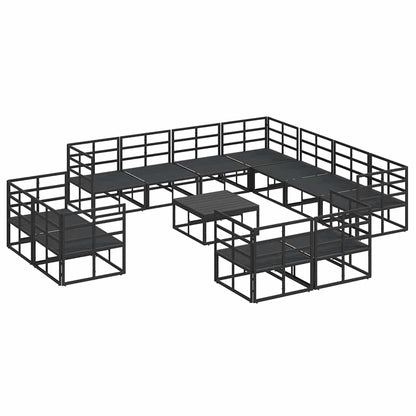 vidaXL Ensemble de canapés de jardin avec coussins 12 pcs Aluminium noir
