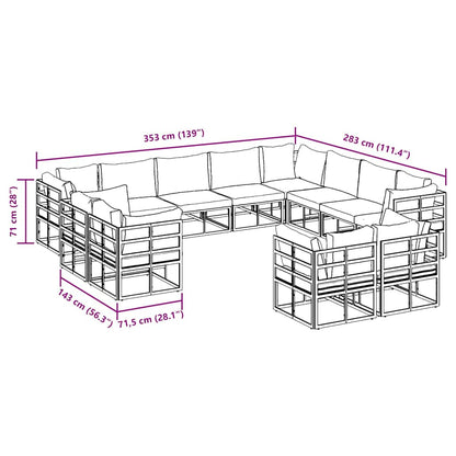 vidaXL Salon de jardin avec coussins 12 pcs