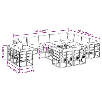 vidaXL Ensemble de canapés de jardin avec coussins 13 pcs